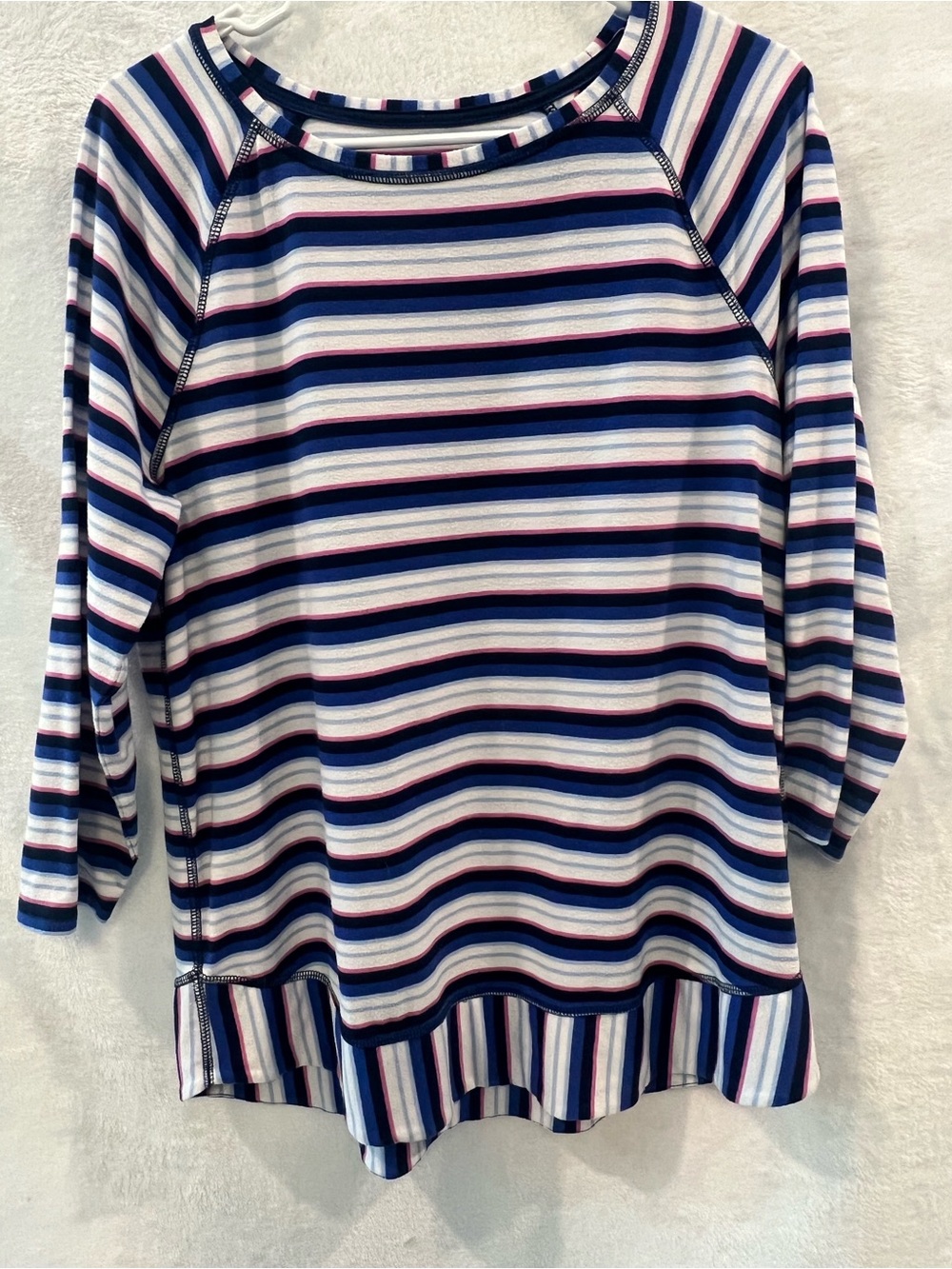 St. John's Bay Navy, White & Pink Striped Long Sleeve Tee